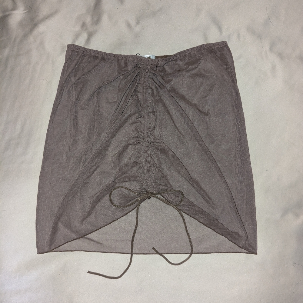 Aimage Brown Mesh Swimsuit Coverup Skirt